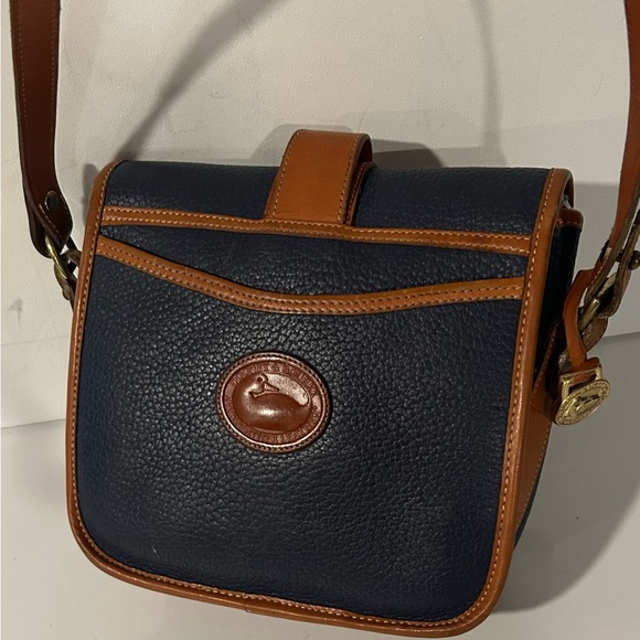 Dooney & Bourke Leather Crossbody Bag Navy Brown Vintage Style Designer Handbag - Picture 6 of 15